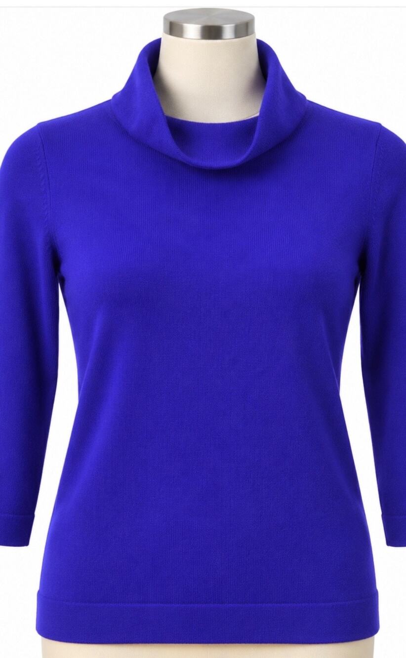 J.Crew Buonissima 2-Ply 100% Cashmere Sweater Purple Cowl Neck 3/4 Sleeve XS